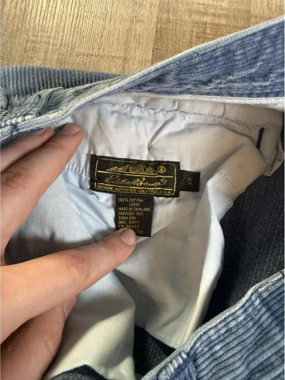 Vintage Eddie Bauer Pants Jeans‎ Blue Pleated Corduroy 90s Wide Leg Men’s 38x30